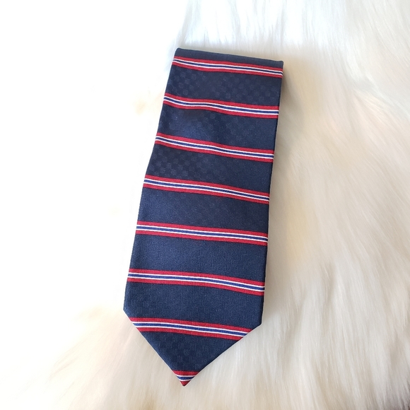 Claybrooke Silk Blue Red Stripe Neck Tie - Picture 1 of 4